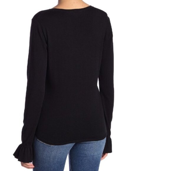 14th&Union Scoop NeckRuffle Cuff Sweater - Picture 2 of 4